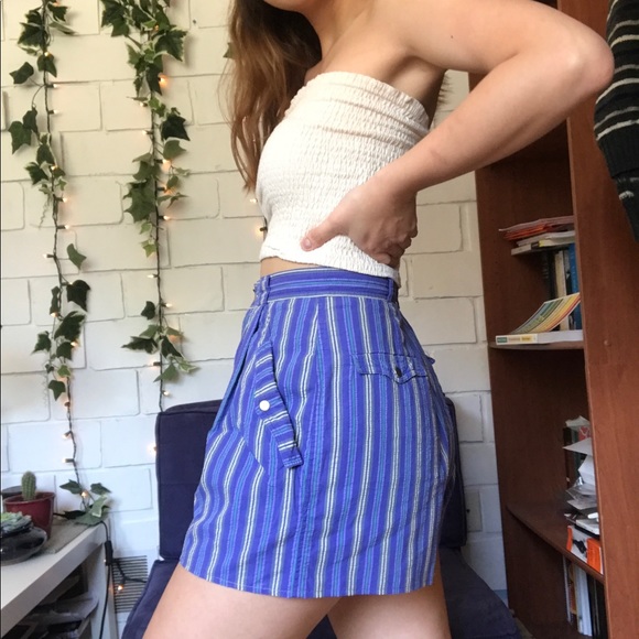 vintage striped high waisted cotton shorts - Picture 2 of 6